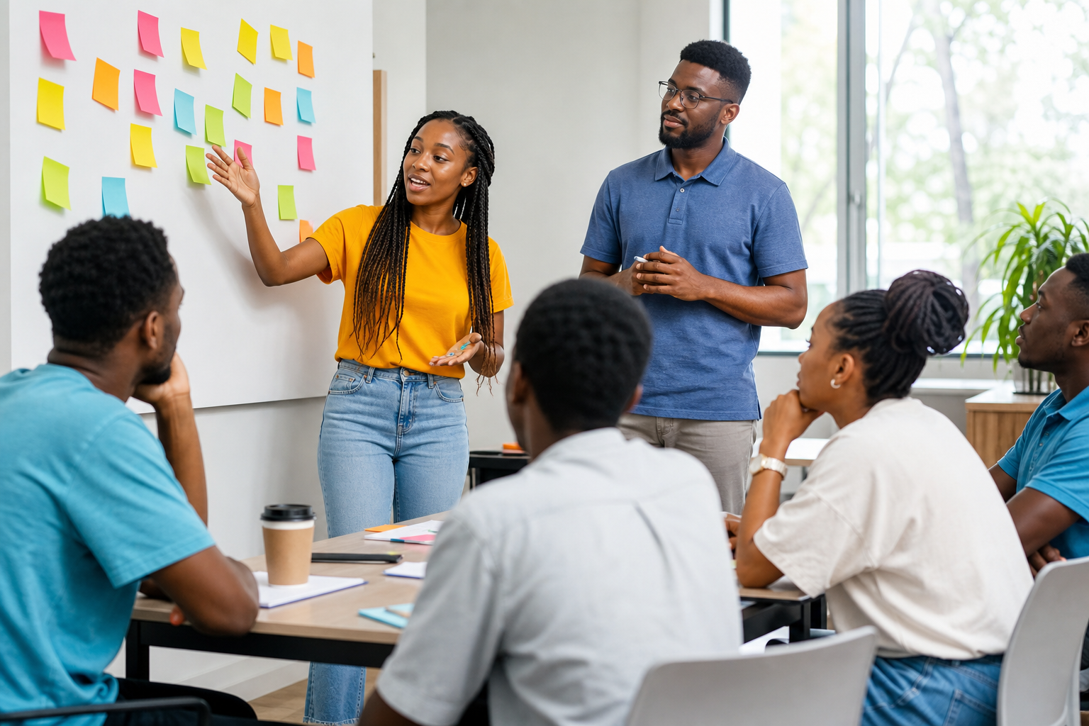 Young people in a leadership development workshop